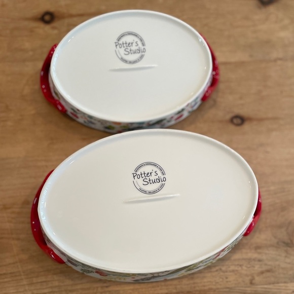 NWOT 2 Potter’s Studio Colorful Bird Folk Art LG & SM matching serving-ware - Picture 4 of 9